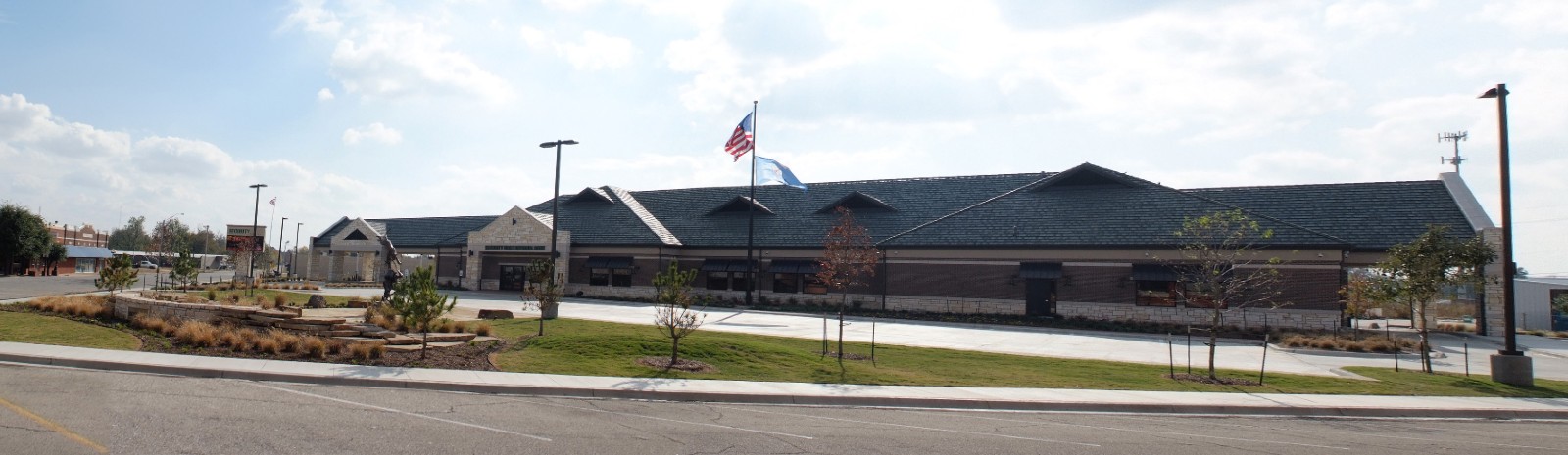 Panoramic view of SFNB main office in Hugo, OK.