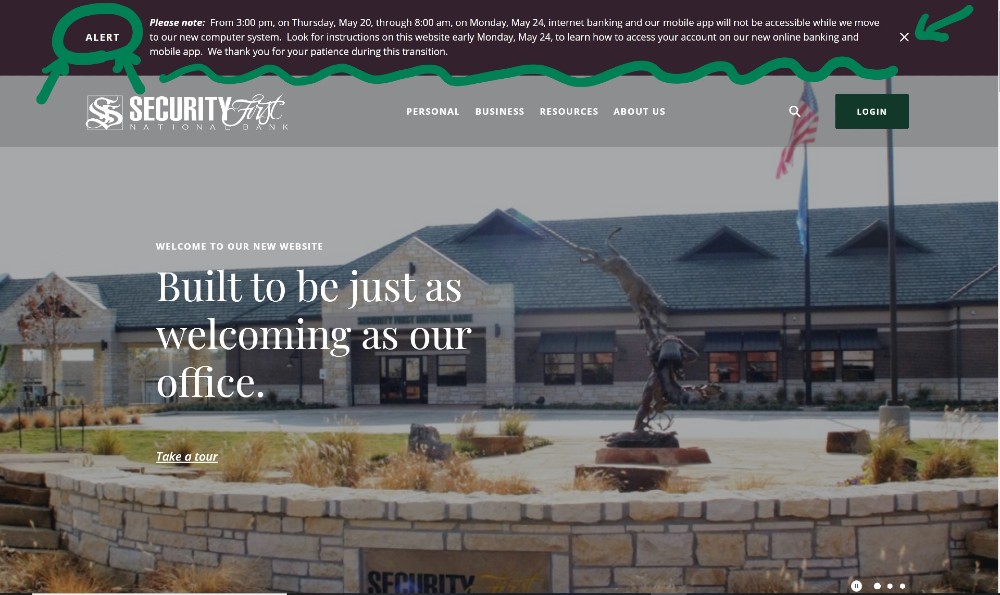 Screenshot of SFNB new website homepage.