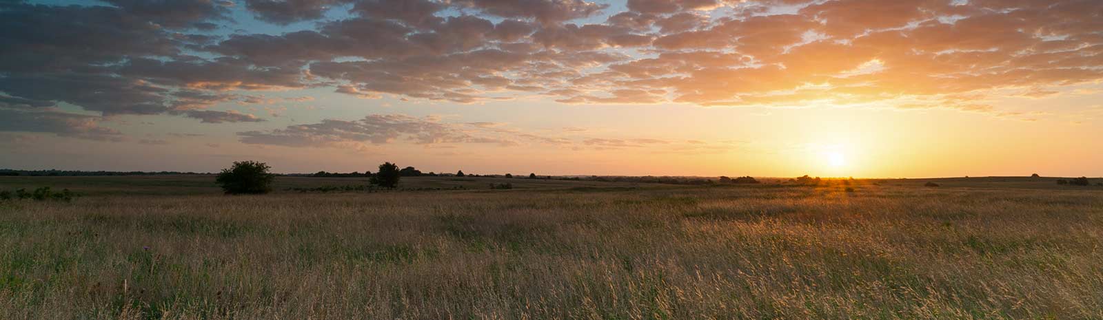 Sunset over Oklahoma landscape.